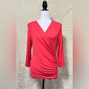 Maxmara Soft Jersey Faux Wrap 3/4 Sleeve Tops